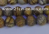 CRO972 15.5 inches 8mm round matte picture jasper beads wholesale