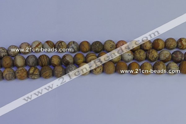 CRO973 15.5 inches 10mm round matte picture jasper beads wholesale