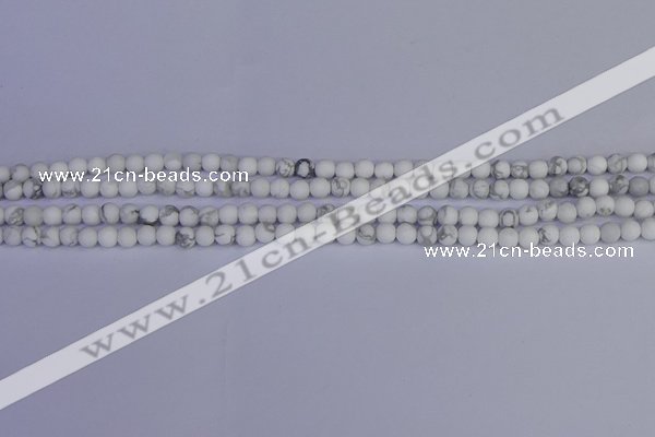 CRO980 15.5 inches 4mm round matte white howlite beads wholesale