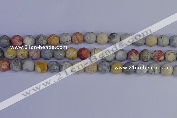 CRO995 15.5 inches 14mm round matte sky eye stone beads wholesale