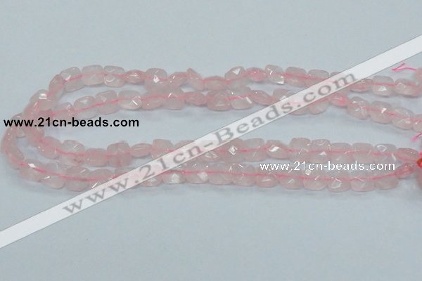 CRQ100 15.5 inches 10*10mm faceted square natural rose quartz beads