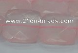 CRQ102 15.5 inches 25*25mm faceted square natural rose quartz beads