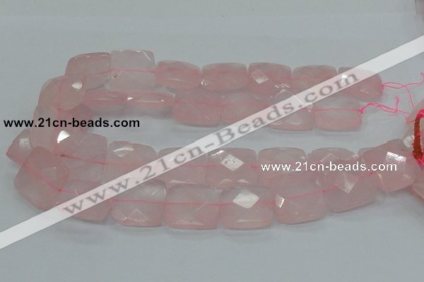 CRQ102 15.5 inches 25*25mm faceted square natural rose quartz beads