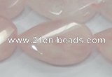 CRQ103 15.5 inches 30*40mm twisted teardrop natural rose quartz beads