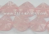 CRQ104 15.5 inches 20*20mm lotus shaped natural rose quartz beads