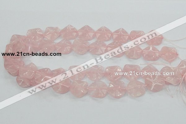 CRQ104 15.5 inches 20*20mm lotus shaped natural rose quartz beads