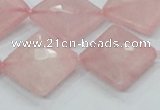 CRQ107 15.5 inches 20*20mm faceted diamond natural rose quartz beads