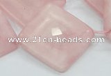 CRQ108 15.5 inches 30*30mm faceted diamond natural rose quartz beads