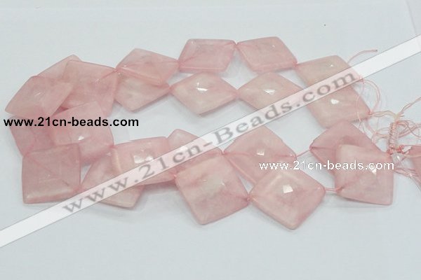 CRQ108 15.5 inches 30*30mm faceted diamond natural rose quartz beads