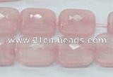 CRQ109 15.5 inches 20*20mm faceted square natural rose quartz beads