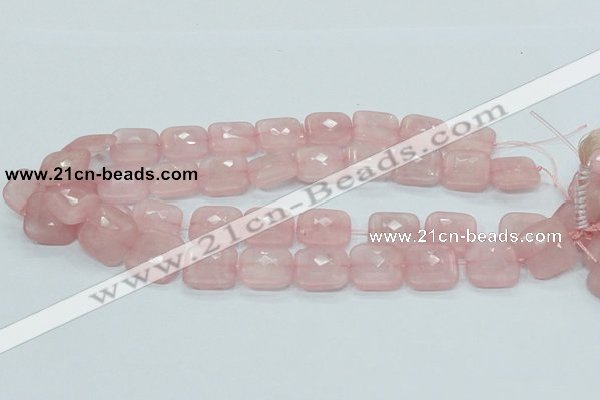 CRQ109 15.5 inches 20*20mm faceted square natural rose quartz beads