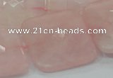 CRQ110 15.5 inches 30*30mm faceted square natural rose quartz beads