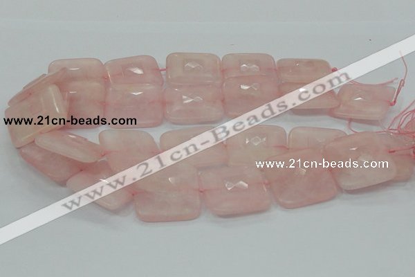 CRQ110 15.5 inches 30*30mm faceted square natural rose quartz beads