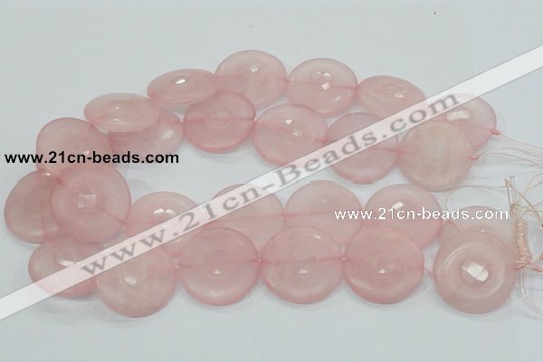 CRQ111 15.5 inches 30mm faceted coin natural rose quartz beads