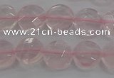 CRQ137 15.5 inches 10mm faceted coin natural rose quartz beads