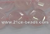 CRQ140 15.5 inches 18mm faceted coin natural rose quartz beads