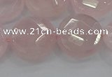 CRQ141 15.5 inches 20mm faceted coin natural rose quartz beads