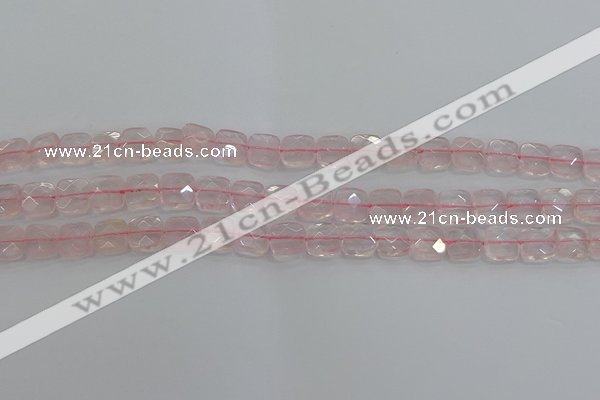 CRQ153 15.5 inches 8mm faceted square natural rose quartz beads