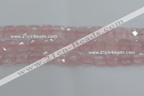 CRQ156 15.5 inches 15mm faceted square natural rose quartz beads