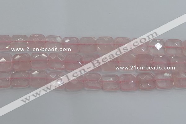 CRQ157 15.5 inches 18mm faceted square natural rose quartz beads