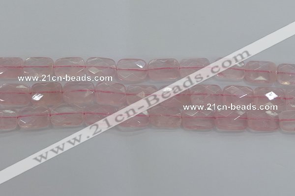 CRQ166 15.5 inches 13*18mm faceted rectangle natural rose quartz beads