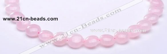 CRQ18 8*14mm flat round natural rose quartz beads wholesale