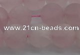 CRQ184 15.5 inches 12mm round matte rose quartz beads wholesale