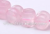 CRQ19 12*12mm dumbbell-shaped natural rose quartz bead Wholesale