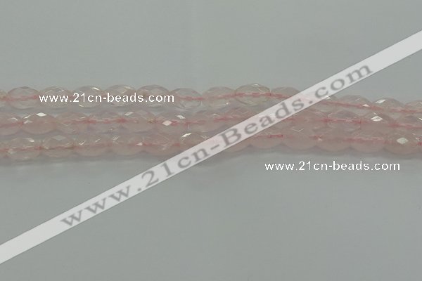 CRQ192 15.5 inches 8*12mm faceted rice natural rose quartz beads