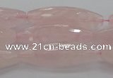 CRQ195 15.5 inches 10*30mm faceted rice natural rose quartz beads