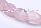 CRQ20 faceted brick shape natural rose quartz beads Wholesale