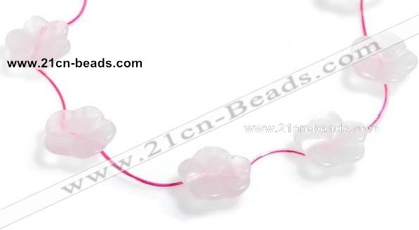 CRQ21 17 inches 24mm carved flower rose quartz beads Wholesale