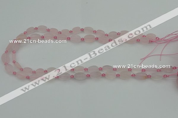 CRQ230 15.5 inches 8*12mm oval rose quartz beads wholesale