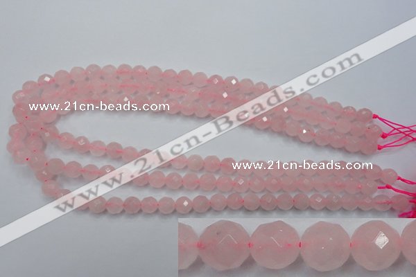 CRQ263 15.5 inches 8mm faceted round rose quartz beads