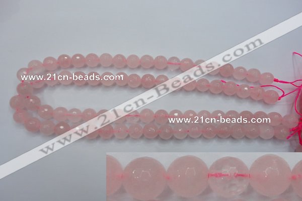 CRQ264 15.5 inches 10mm faceted round rose quartz beads