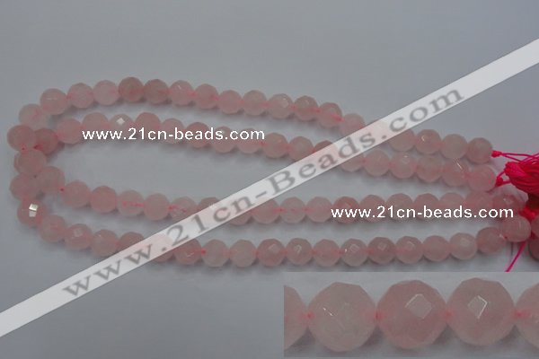 CRQ265 15.5 inches 10mm faceted round rose quartz beads