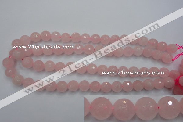 CRQ266 15.5 inches 12mm faceted round rose quartz beads