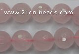 CRQ268 15.5 inches 14mm faceted round rose quartz beads