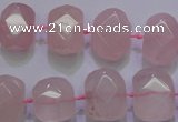 CRQ274 10*13mm – 15*17mm faceted nuggets rose quartz beads