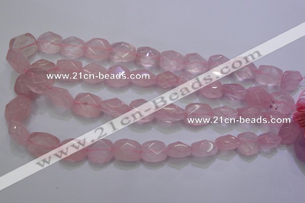 CRQ275 12*15mm – 15*19mm faceted nuggets rose quartz beads