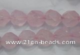 CRQ303 15 inches 12mm faceted nuggets rose quartz beads