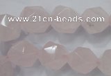 CRQ304 15 inches 14mm faceted nuggets rose quartz beads