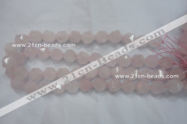 CRQ304 15 inches 14mm faceted nuggets rose quartz beads