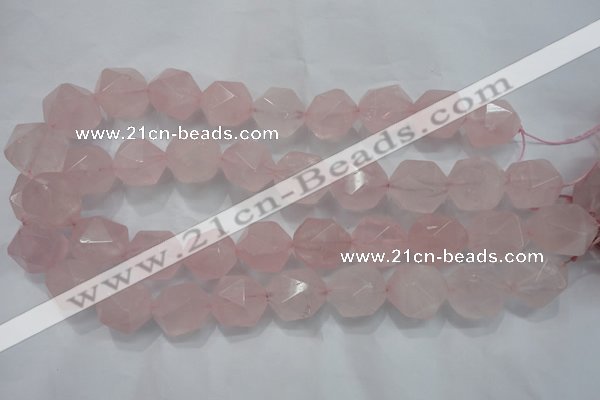 CRQ306 15 inches 18mm faceted nuggets rose quartz beads