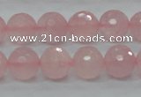 CRQ31 15.5 inches 12mm faceted round natural rose quartz beads