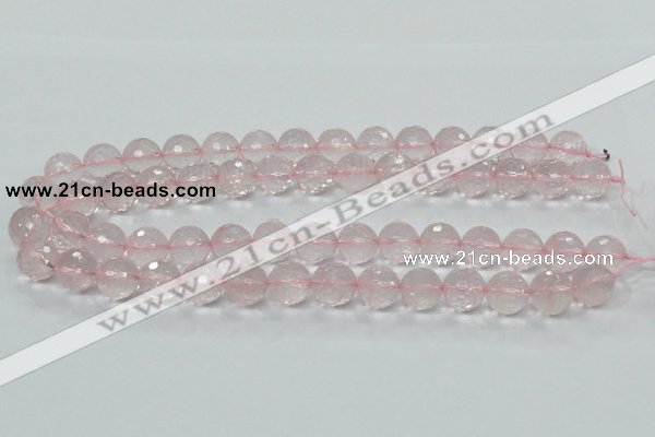 CRQ33 15.5 inches 14mm faceted round natural rose quartz beads