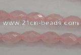 CRQ351 15.5 inches 8*12mm faceted rice rose quartz beads