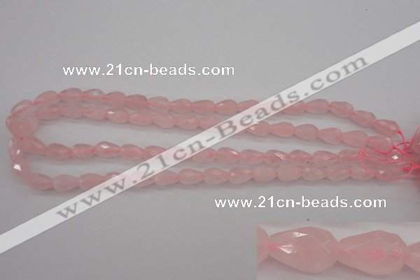 CRQ356 15.5 inches 8*12mm faceted teardrop rose quartz beads