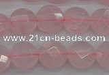 CRQ361 15.5 inches 10mm faceted coin rose quartz beads wholesale