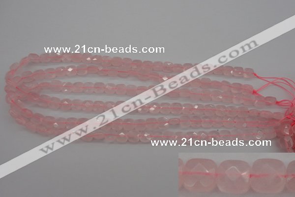 CRQ365 15.5 inches 8*8mm faceted square rose quartz beads